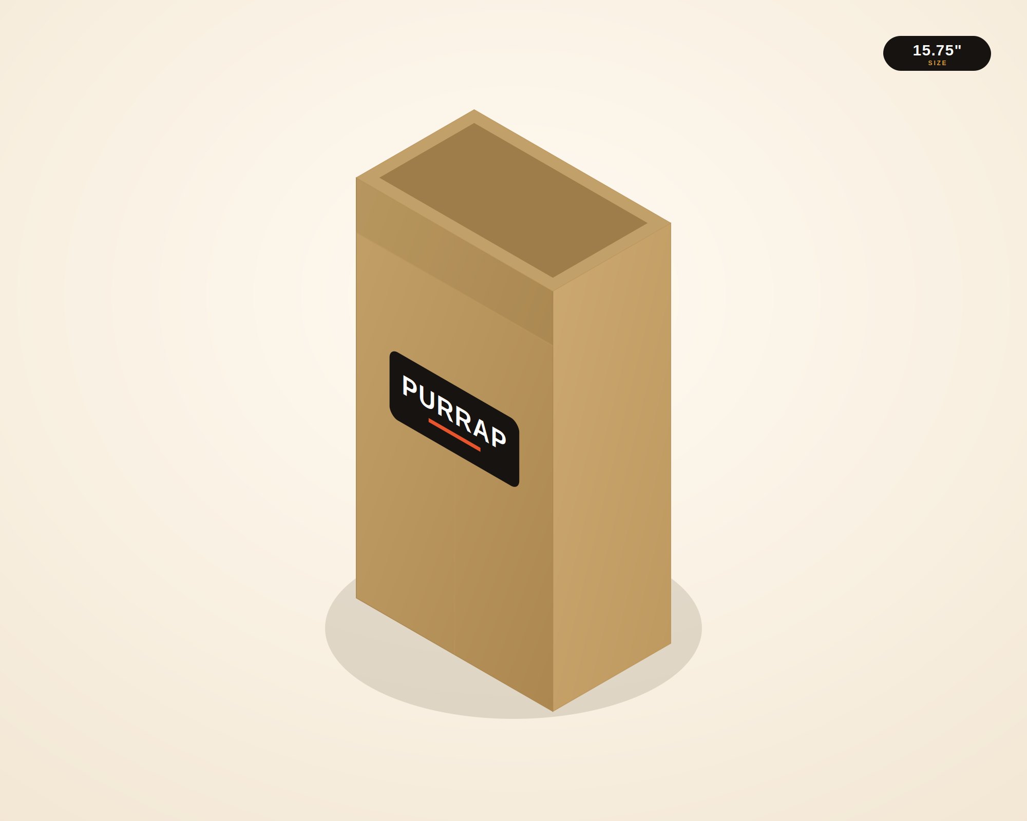 Brown Grocery Bag 15.75" × 8.5" × 5.1" — custom-printed by Purrap Packaging