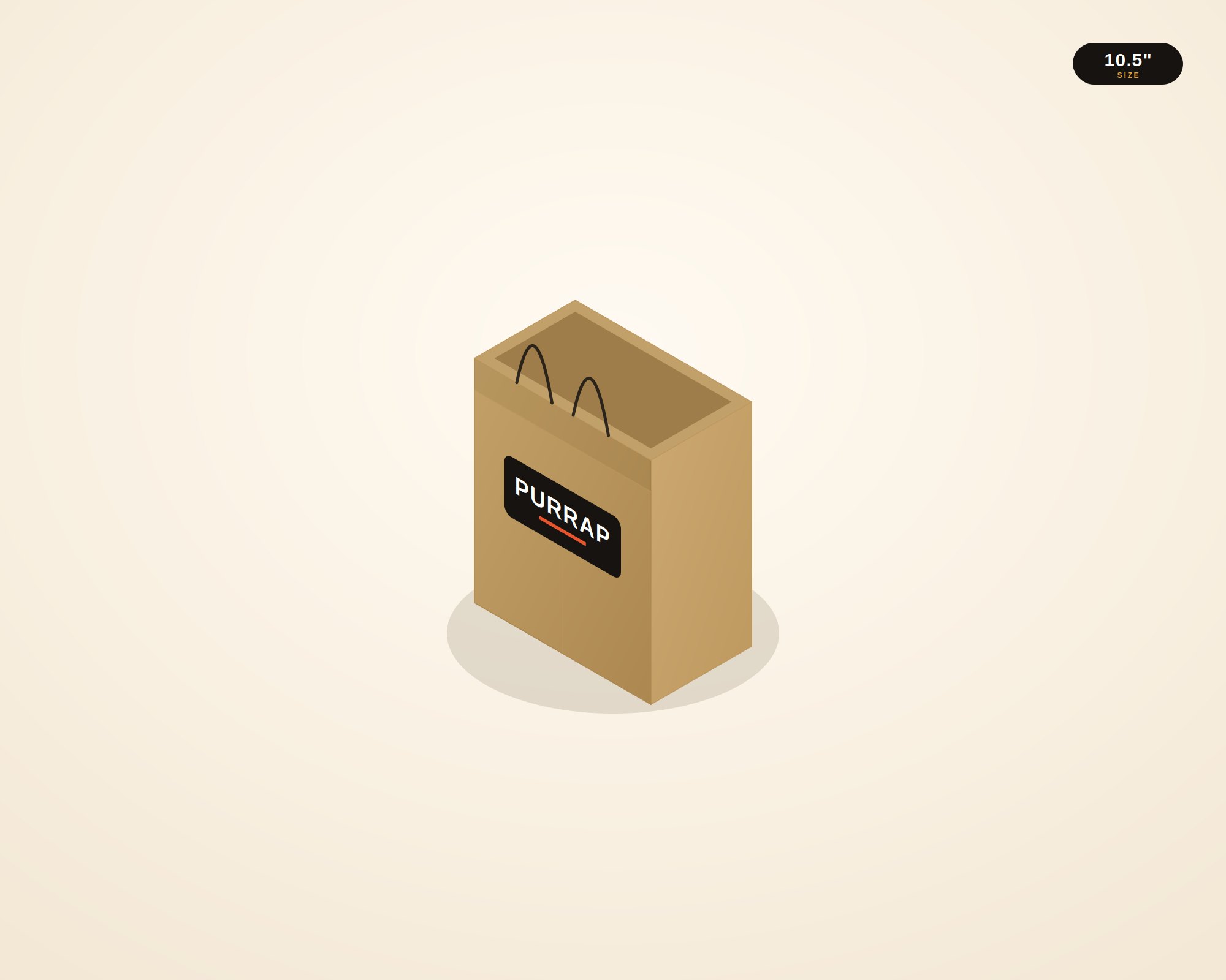 Kraft Handle Bag 10.5" × 8.75" × 5" — custom-printed by Purrap Packaging
