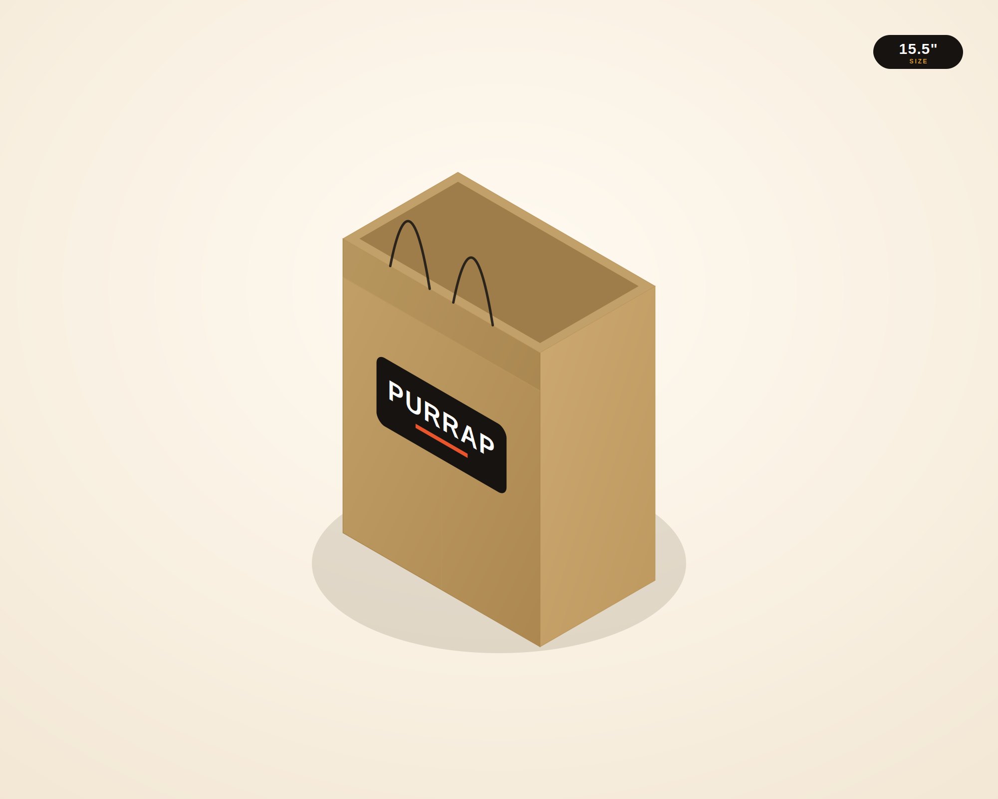 Kraft Handle Bag 15.5" × 12" × 7" — custom-printed by Purrap Packaging