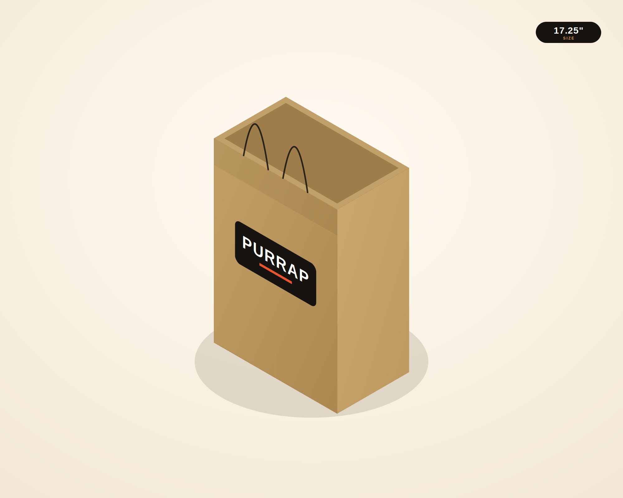 Handle Bag 17.25" × 12" × 7" — custom-printed by Purrap Packaging